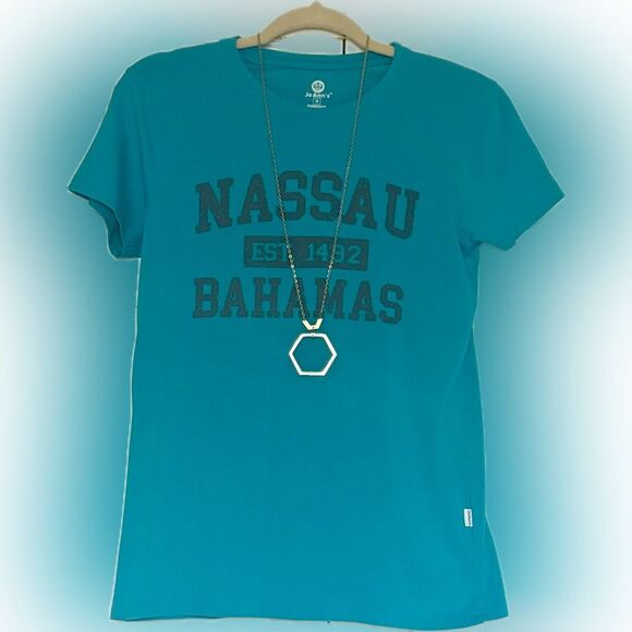 New! Never worn! Gorgeous blue Authentic Bahamas stretchy top! - Picture 4 of 7